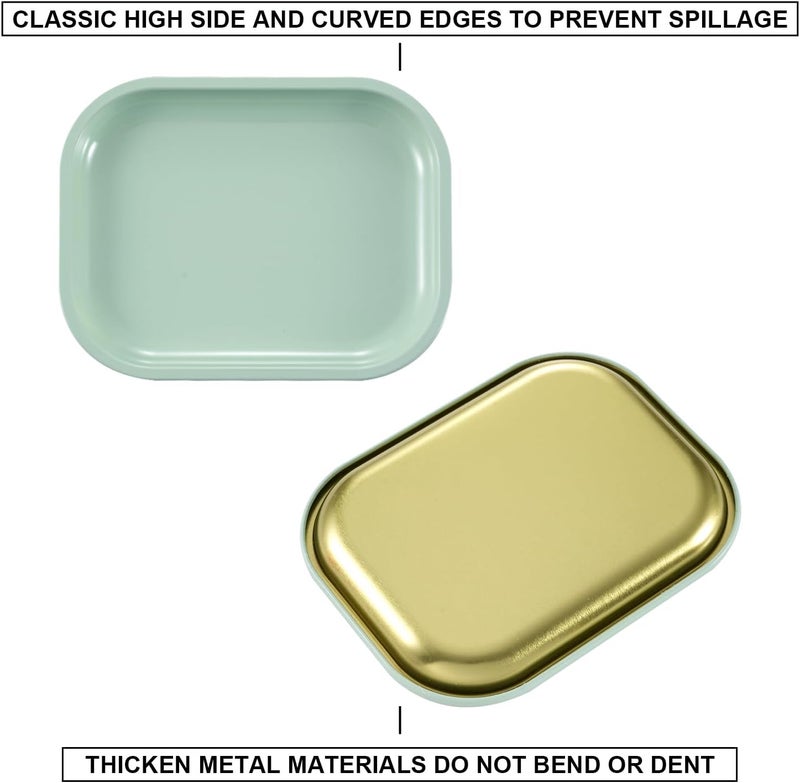 HOKirin Metal Tray with Soft Magnetic Lid,Metal Small Tray with Spill Proof Cover,Cute Blank Decorative Tray,Perfect for Home and On-The-Go,7” x 5.5” x 0.6"",Matcha, ZTZ0017 - Image 4